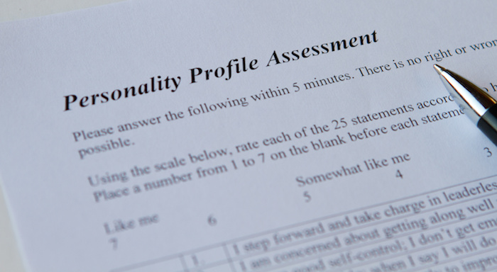 Personality Assessment Form On White